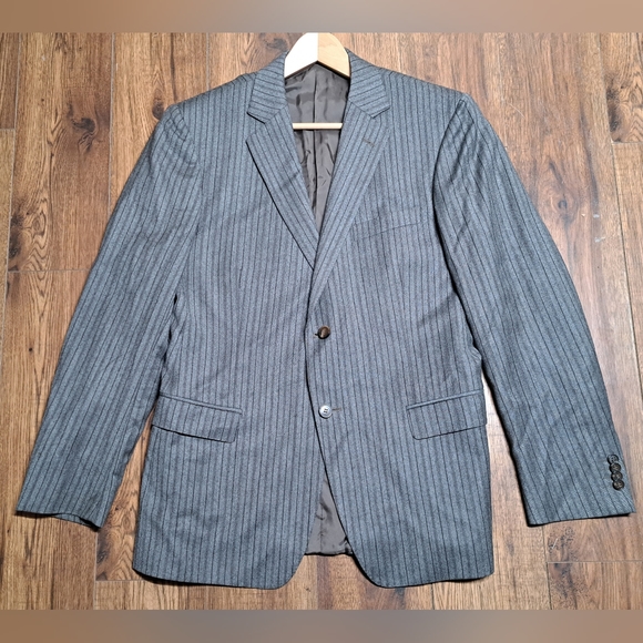Z Zegna Men's Sport Coat Jacket City Fit Gray Striped Wool 2Btn Size 42R - Picture 1 of 9